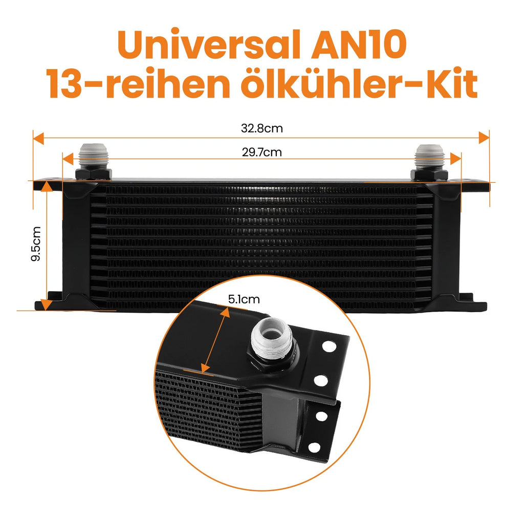 13 Row AN10 Oil Cooler for Universal Applications (with 3/4-16 & M20-1.5)