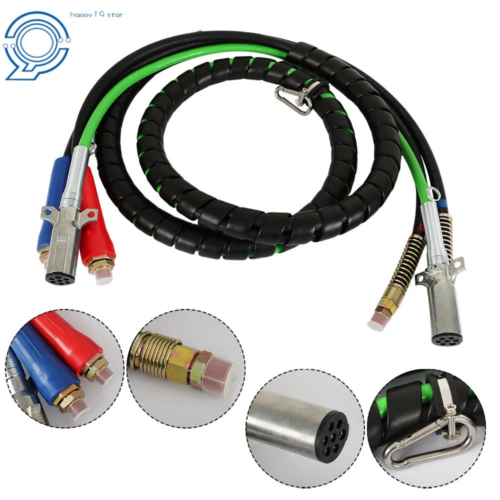 Set of 4 Air Line Hose Assemblies for Semi Truck Tractor Trailer (12 Feet)