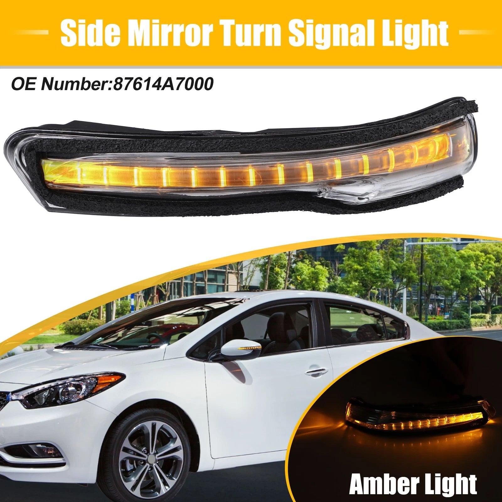 LED Left Side Mirror Turn Signal Amber Light for Kia Forte Forte5 (2014–2018)