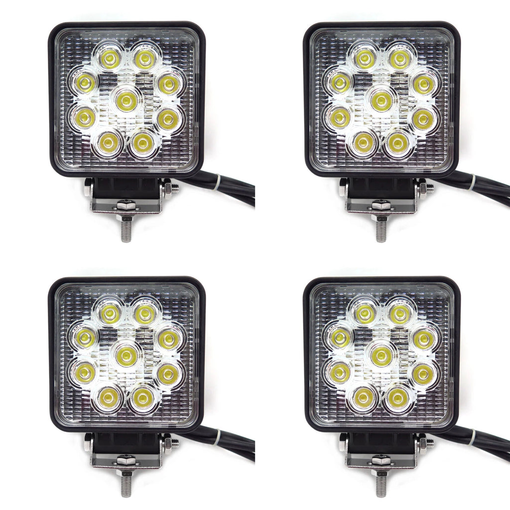 4X 27W Spot Beam LED Off Road Lights for Universal Use (12V 24V)