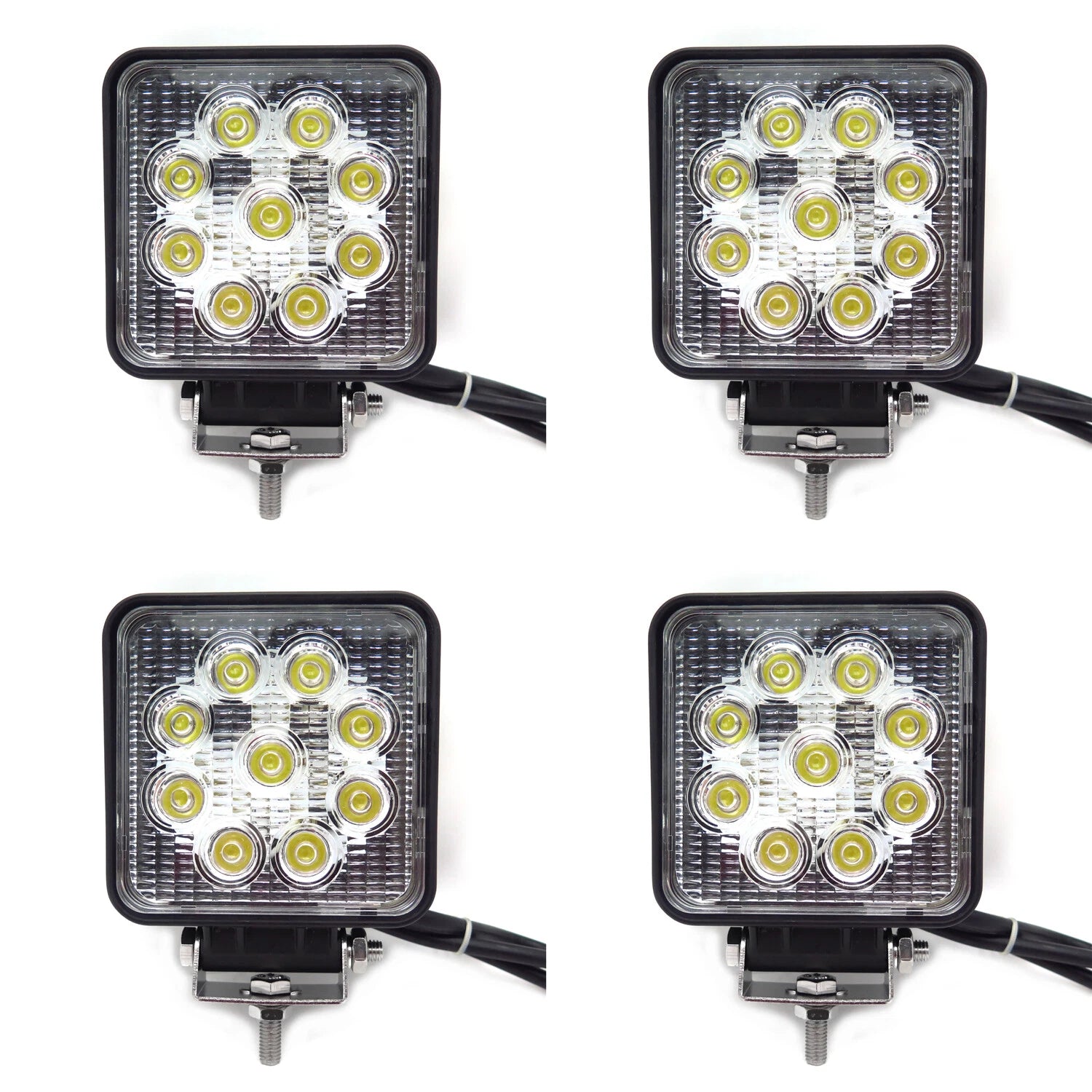 4X 27W Spot Beam LED Off Road Lights for Universal Use (12V 24V)