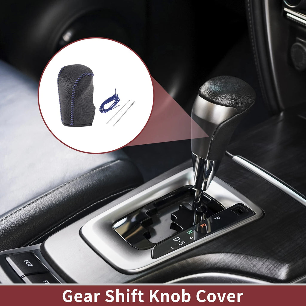 Gear Shift Knob Cover for Nissan Murano (2009–2013) Black Blue Faux Leather