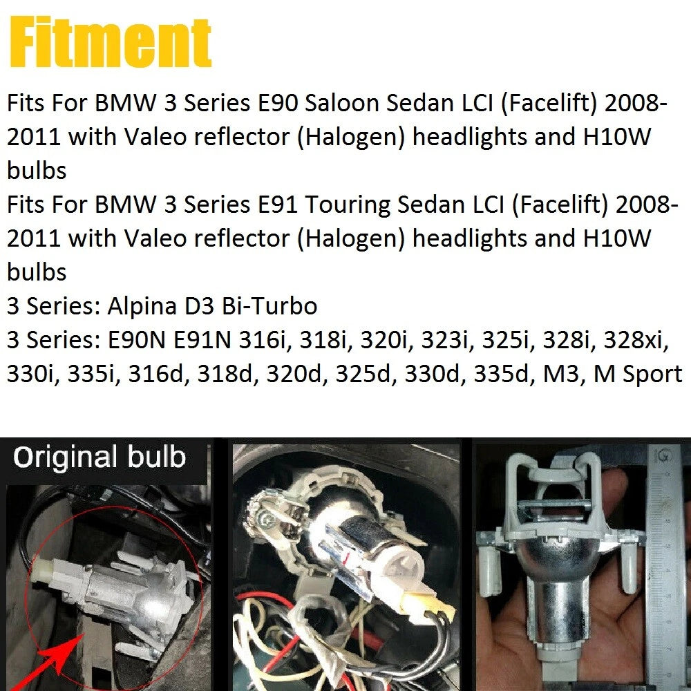 H10W LED Angel Eyes Halo Ring Marker Light Bulb for BMW 328i 325i 330i (2008–2011)