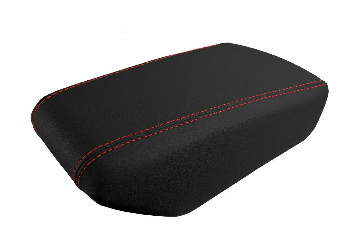 Leather Console Lid Armrest Cover for Nissan Maxima (2016–2021) Red Stitch