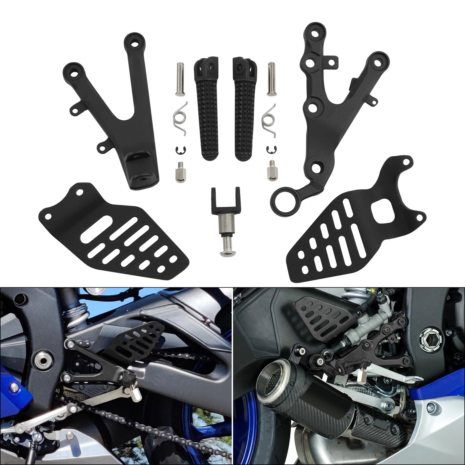 Front Rider Driver Foot Pegs Footrest Bracket for Yamaha YZF-R6 (2006–2016)