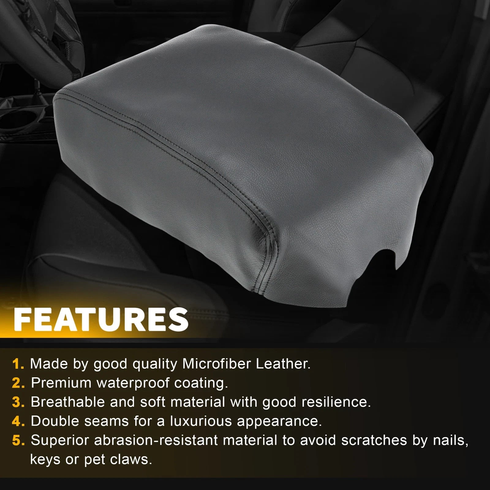 Center Console Lid Armrest Leather Cover Trim for Toyota 4Runner (2010–2023)