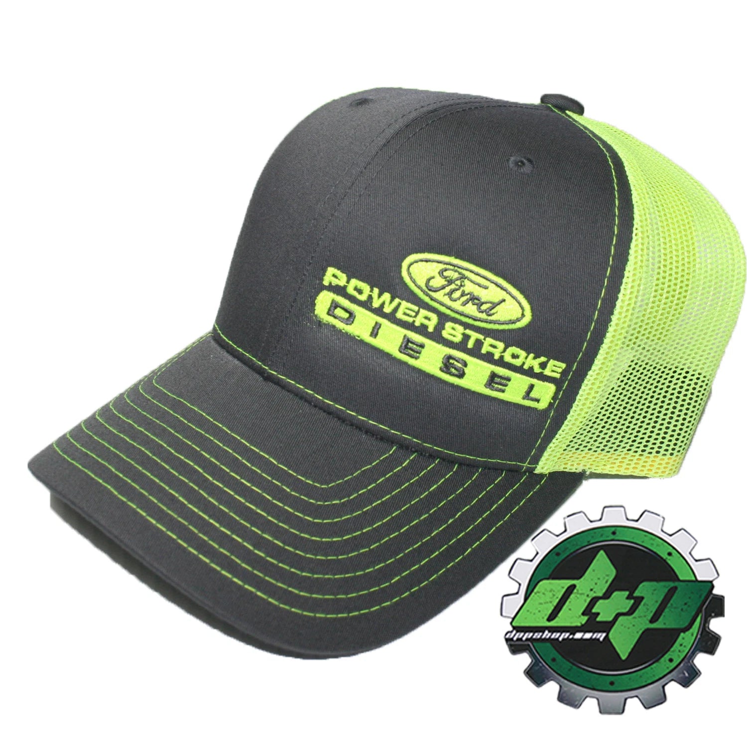 Ford Powerstroke Hat Charcoal Gray Yellow Mesh Snapback