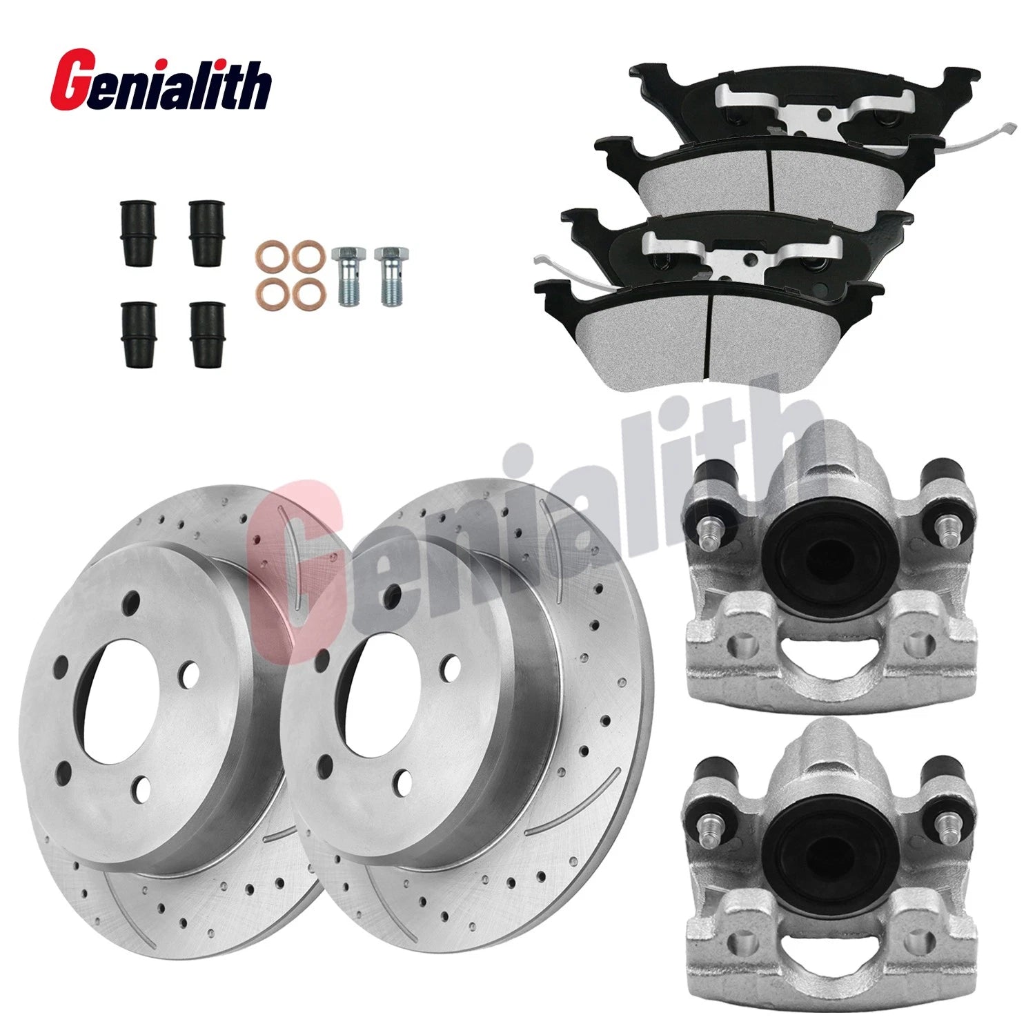 Rear Brake Rotors Ceramic Pads & Calipers for Town & Country Caravan (2001–2007)