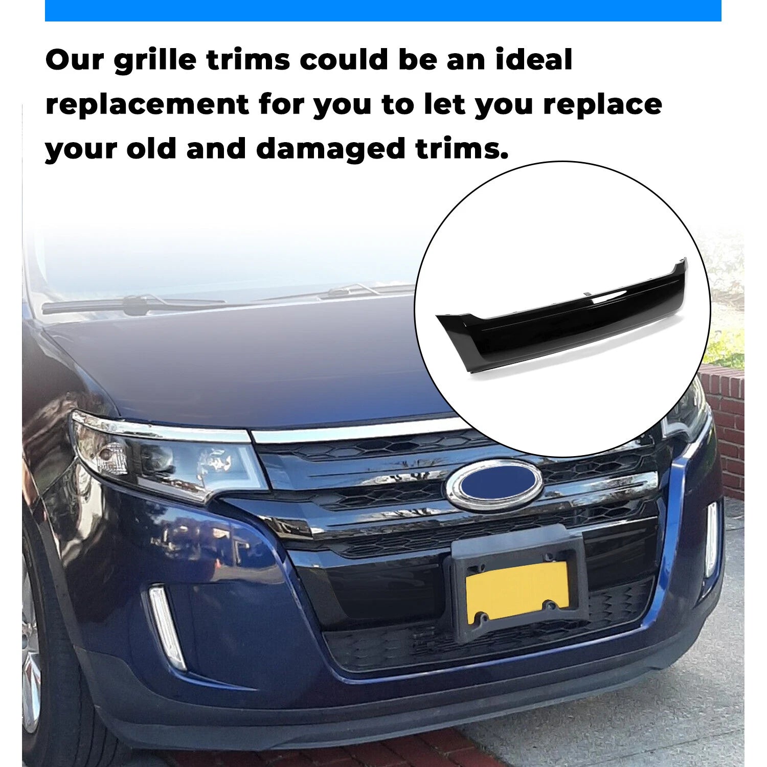 Front Lower Black Grille Bumper Moulding for Ford Edge (2011–2014)