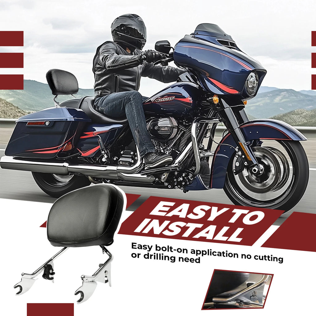Detachable Low-Profile Backrest Sissy Bar for Harley Touring (2009–2024)