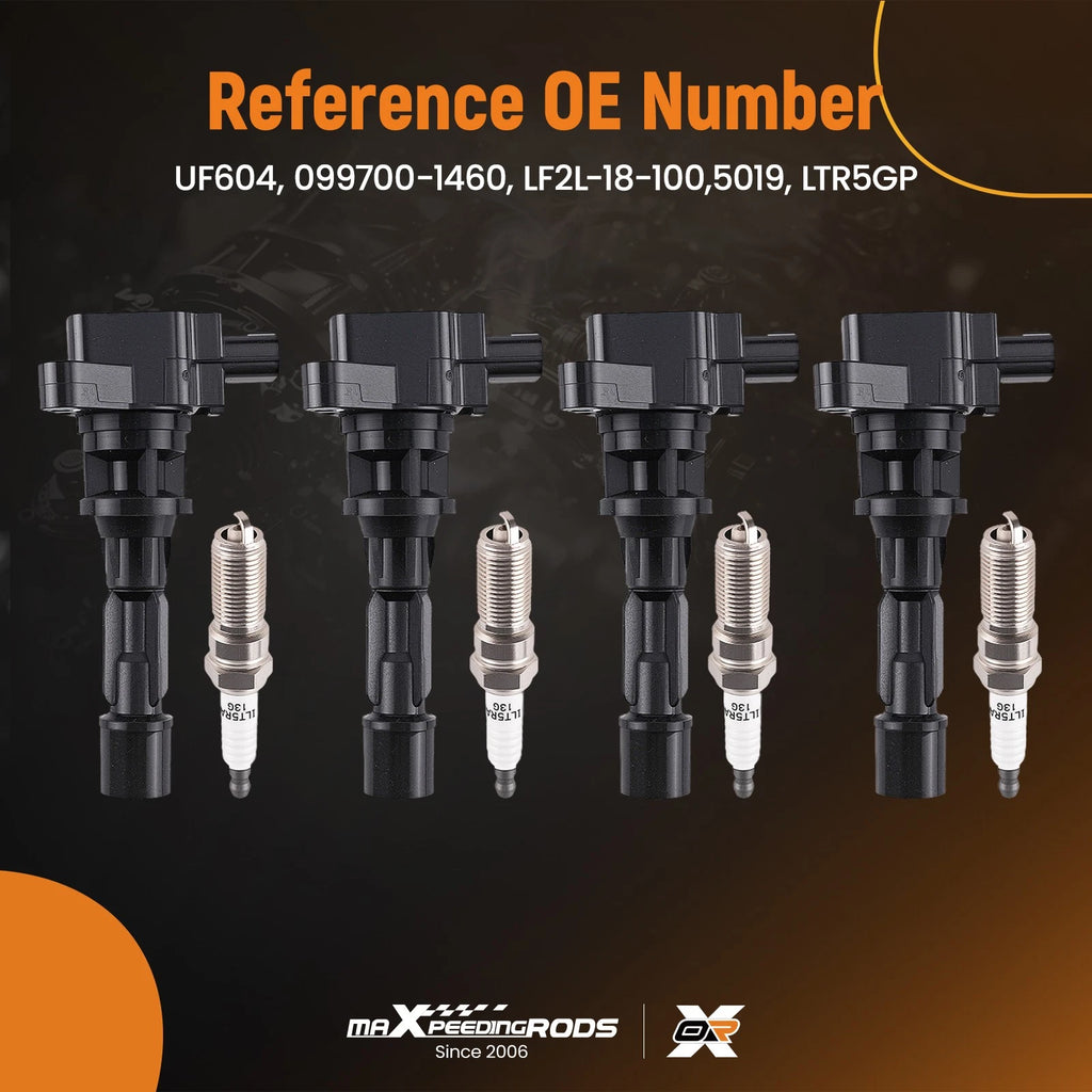 Set of 4 Ignition Coils & Spark Plugs for Mazda 5 (2008–2010)