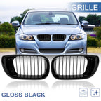 Pair Gloss Black Front Kidney Grille for BMW 3 Series E46 (2002–2004)