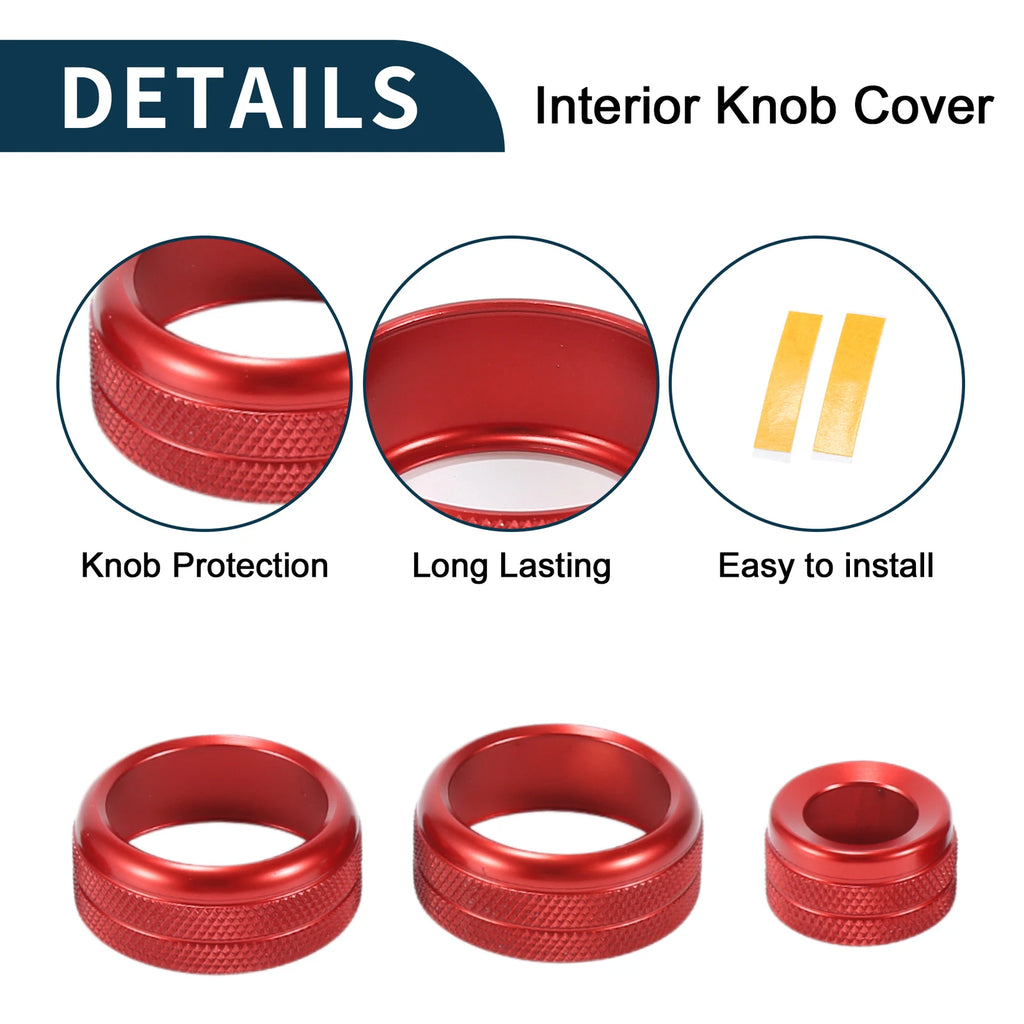Set of 3 AC Media Switch Knob Covers for BMW 1 2 3 3GT 4 Series (F20 F22 F30 F31) Red