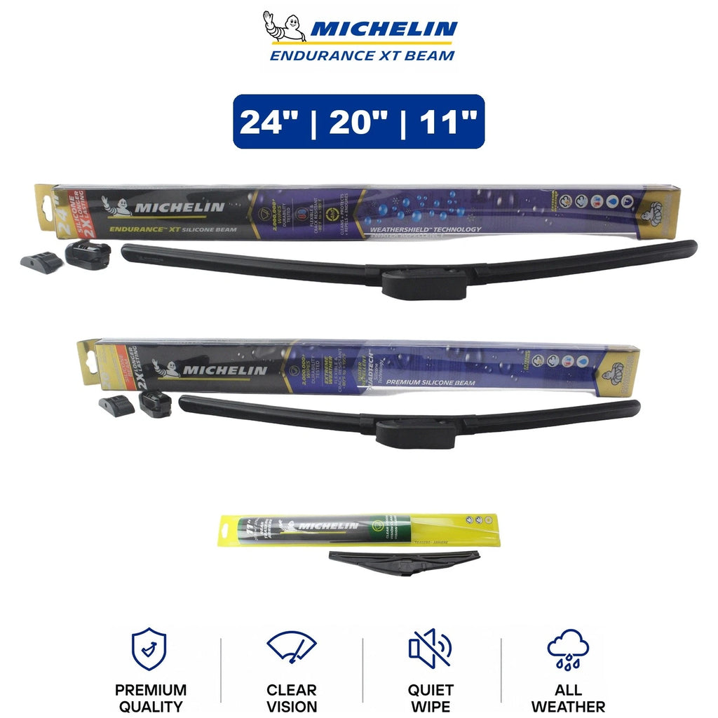 Set of 3 Wiper Blades for Kia Soul (2010–2019) - 24"/20"/11"