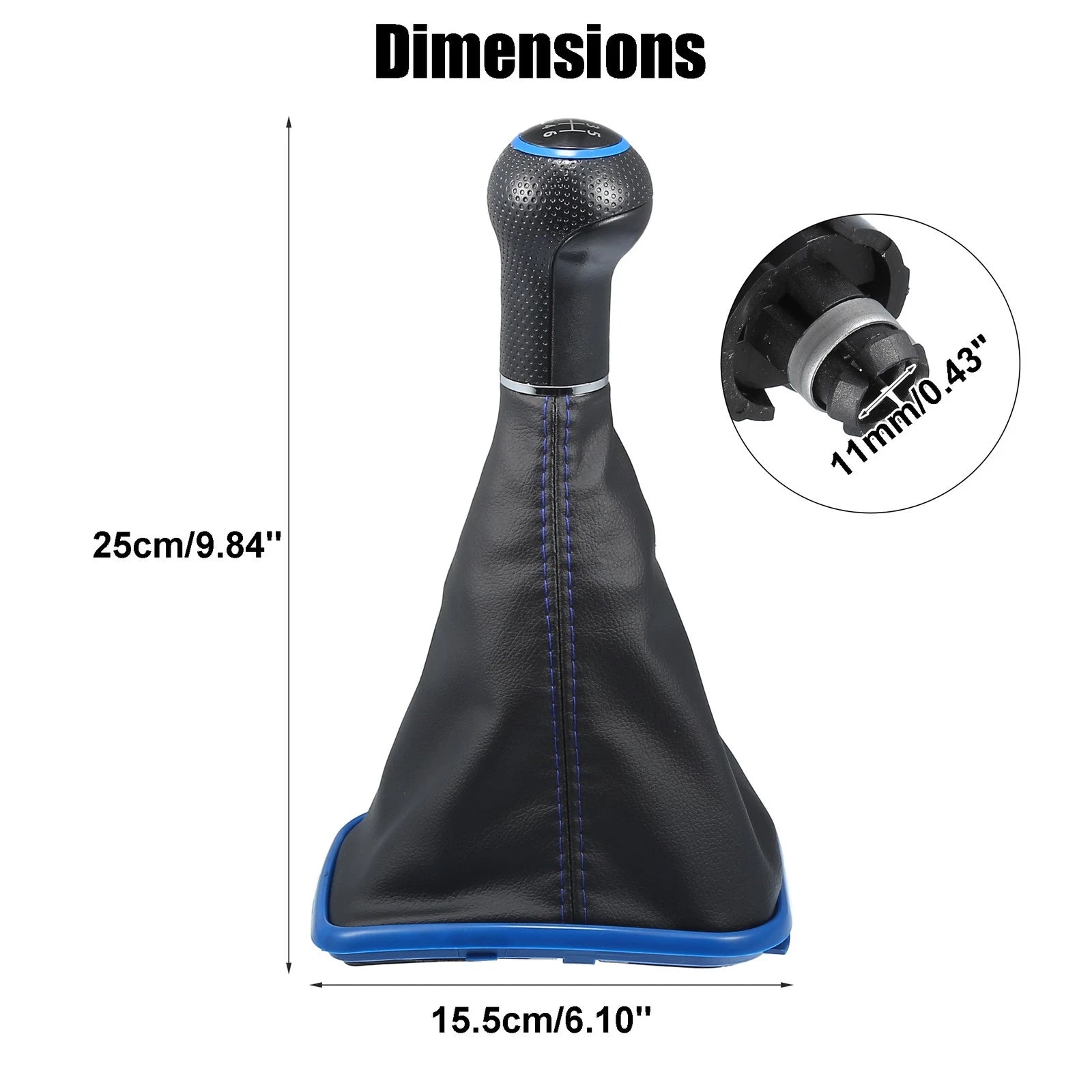 6 Speed Gear Shift Knob Boot with Blue Base for Volkswagen Golf (1997–2006)