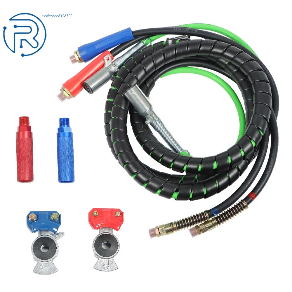 Set of 3 7-Way ABS Electrical Cables & Rubber Air Line for Semi Truck