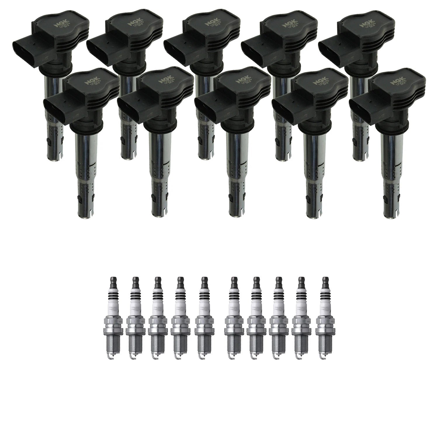 NGK Ignition Coil & Iridium Spark Plugs Kit for Audi R8 5.2 V10 (2009–2015)
