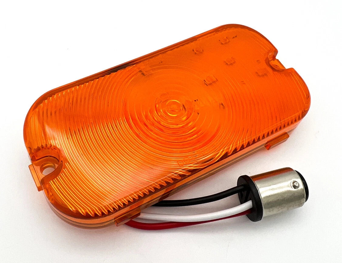 Amber LED Front Parking Turn Signal Light Lenses Pair for Ford Bronco (1966–1968)
