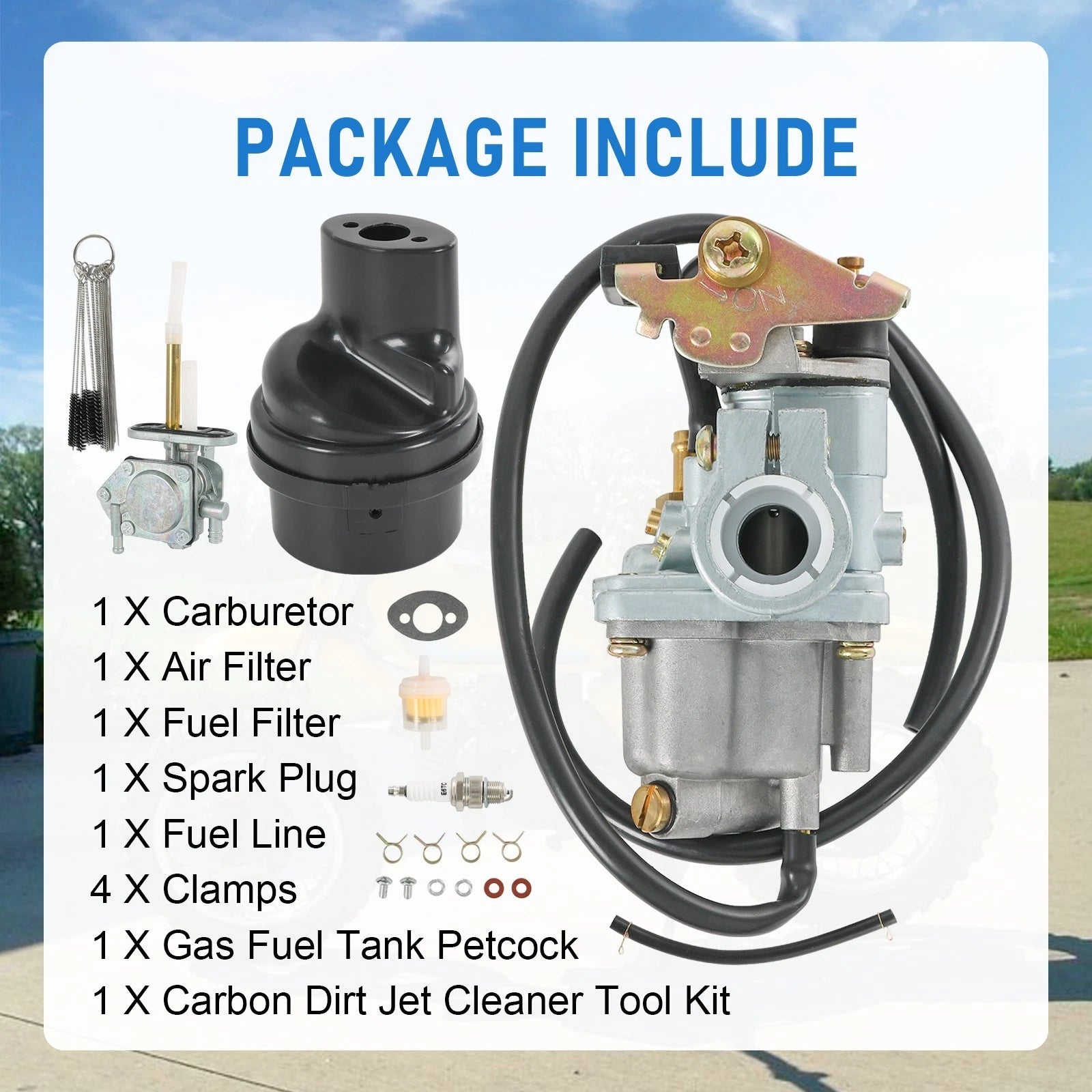 Carburetor Air Fuel Filter Set for Suzuki LT 50 LT50 (1983-1987, 2002-2005)