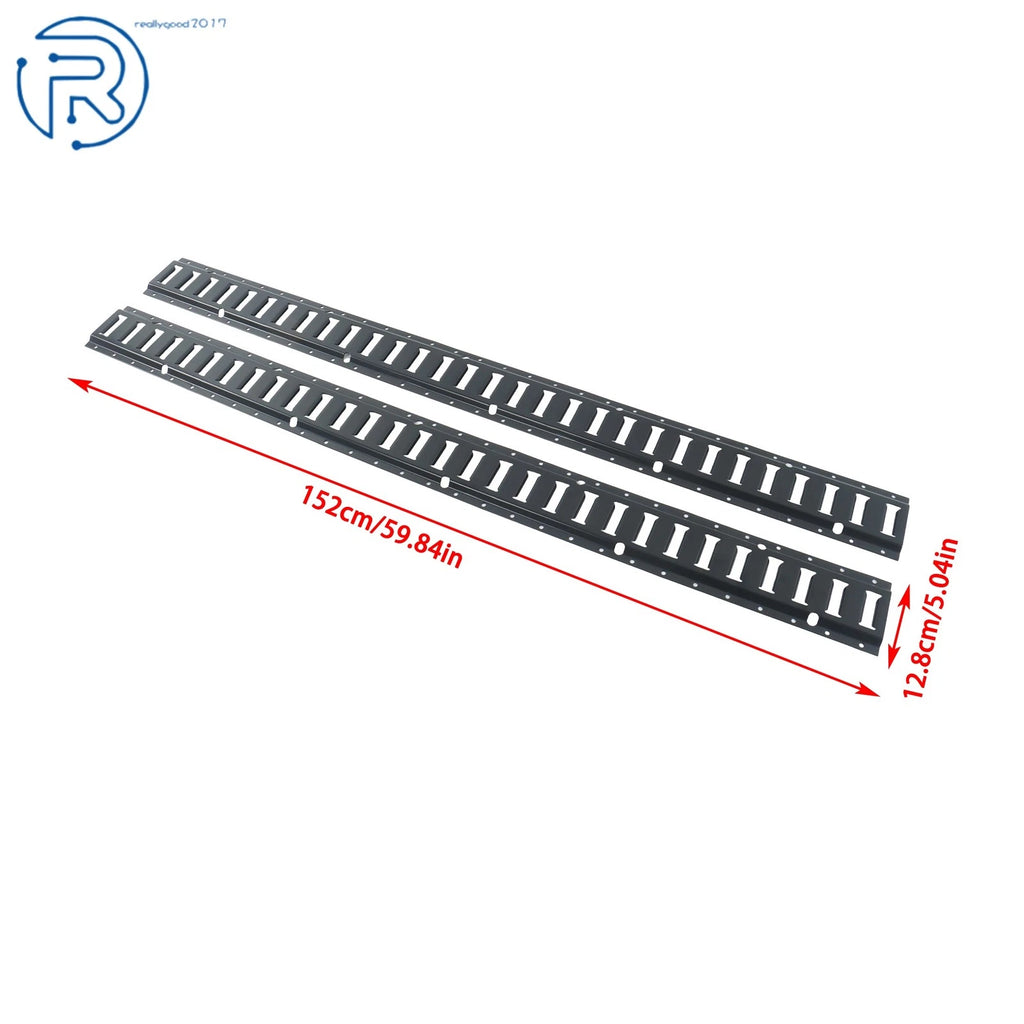 Set of 2 Black Steel E-Track Tie Down Rails for ATV Truck