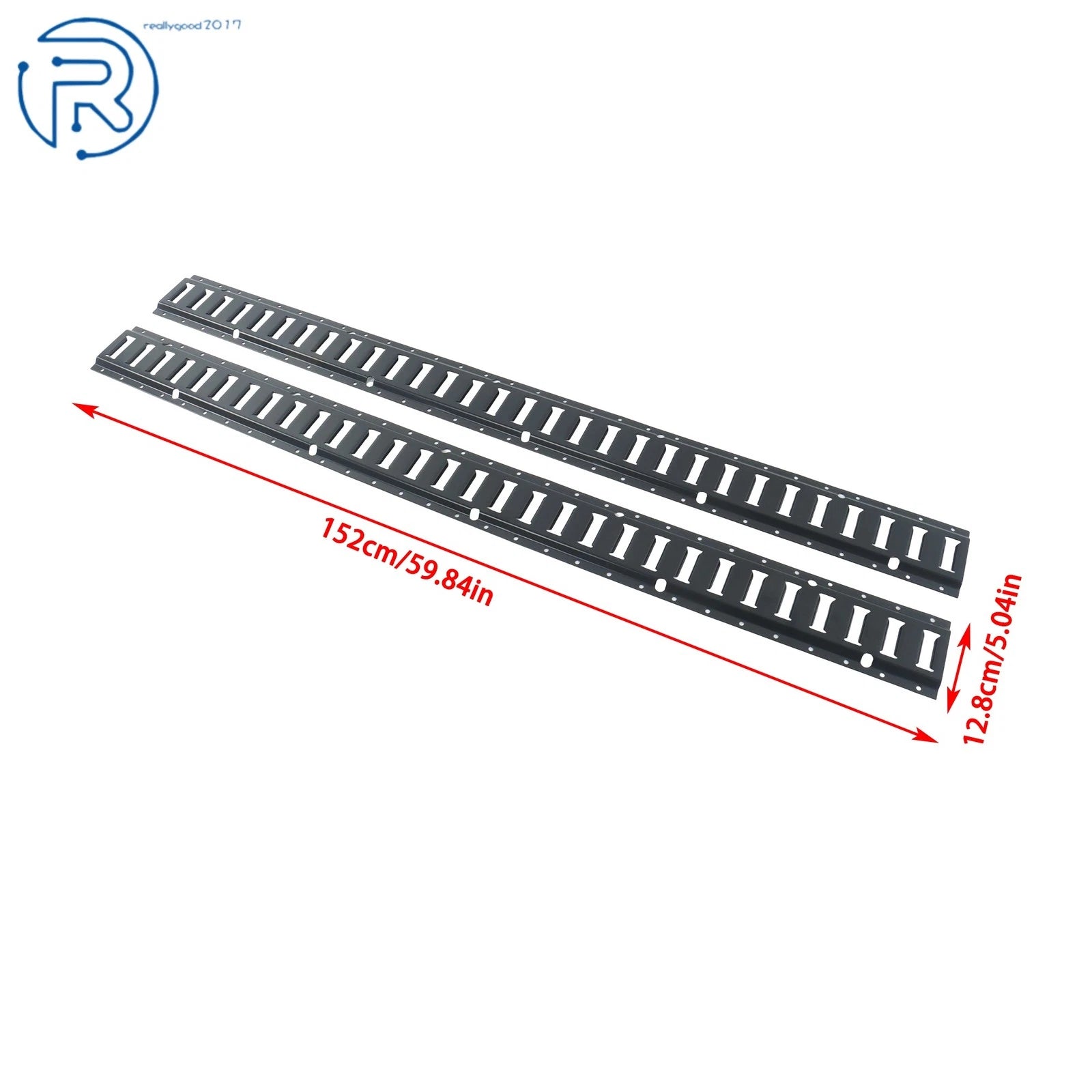 Set of 2 Black Steel E-Track Tie Down Rails for ATV Truck