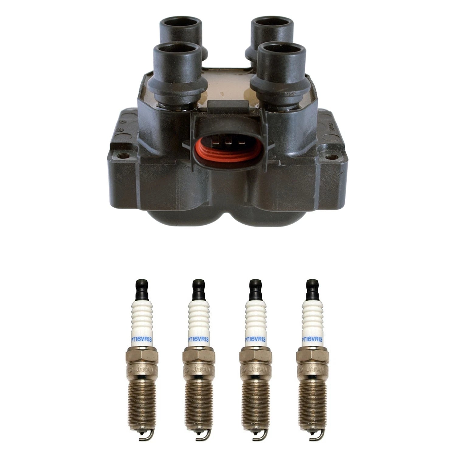 Denso Ignition Coil & 4 Platinum Spark Plugs for Ford Contour Escort (1995–2000)