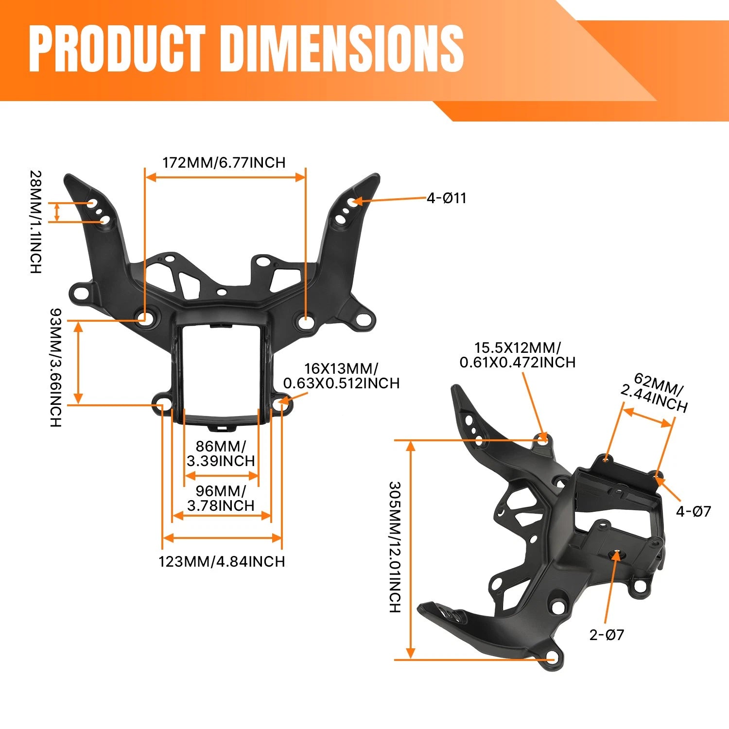 Front Upper Headlight Fairing Stay Bracket for BMW S1000RR (2009–2018)