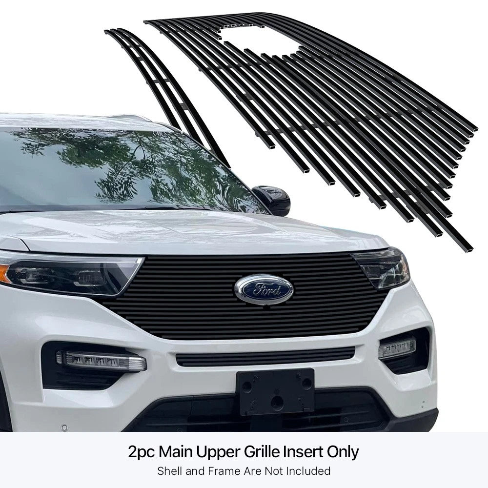 Upper Stainless Black Billet Grille Insert for Ford Explorer (2020-2024)