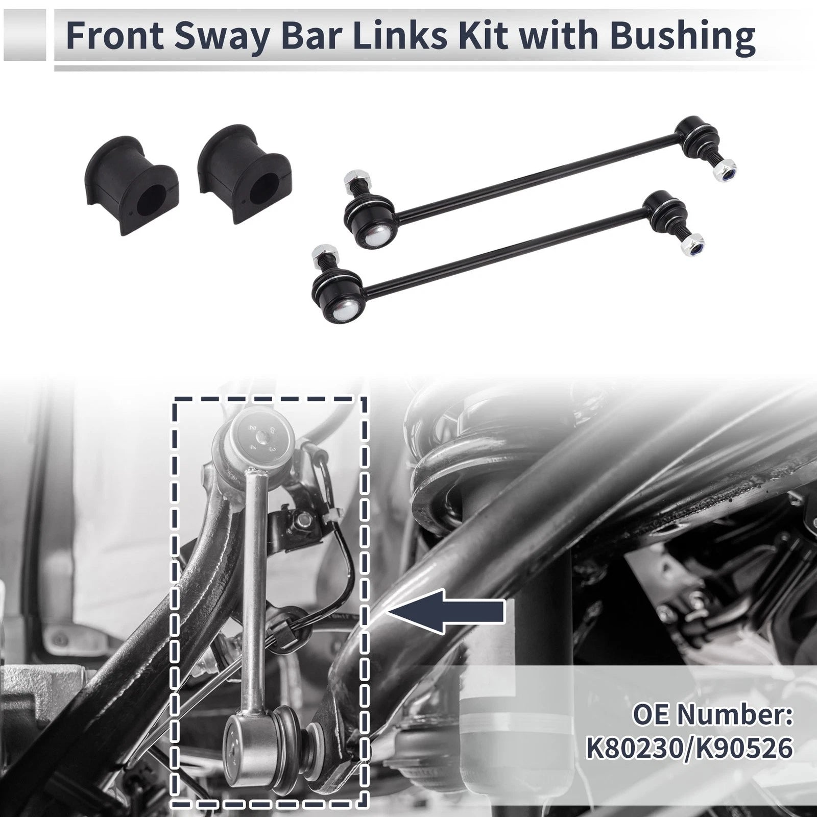Set of 2 Front Stabilizer Bar Links with Bushings for Toyota Matrix (2003–2014) No.K80230