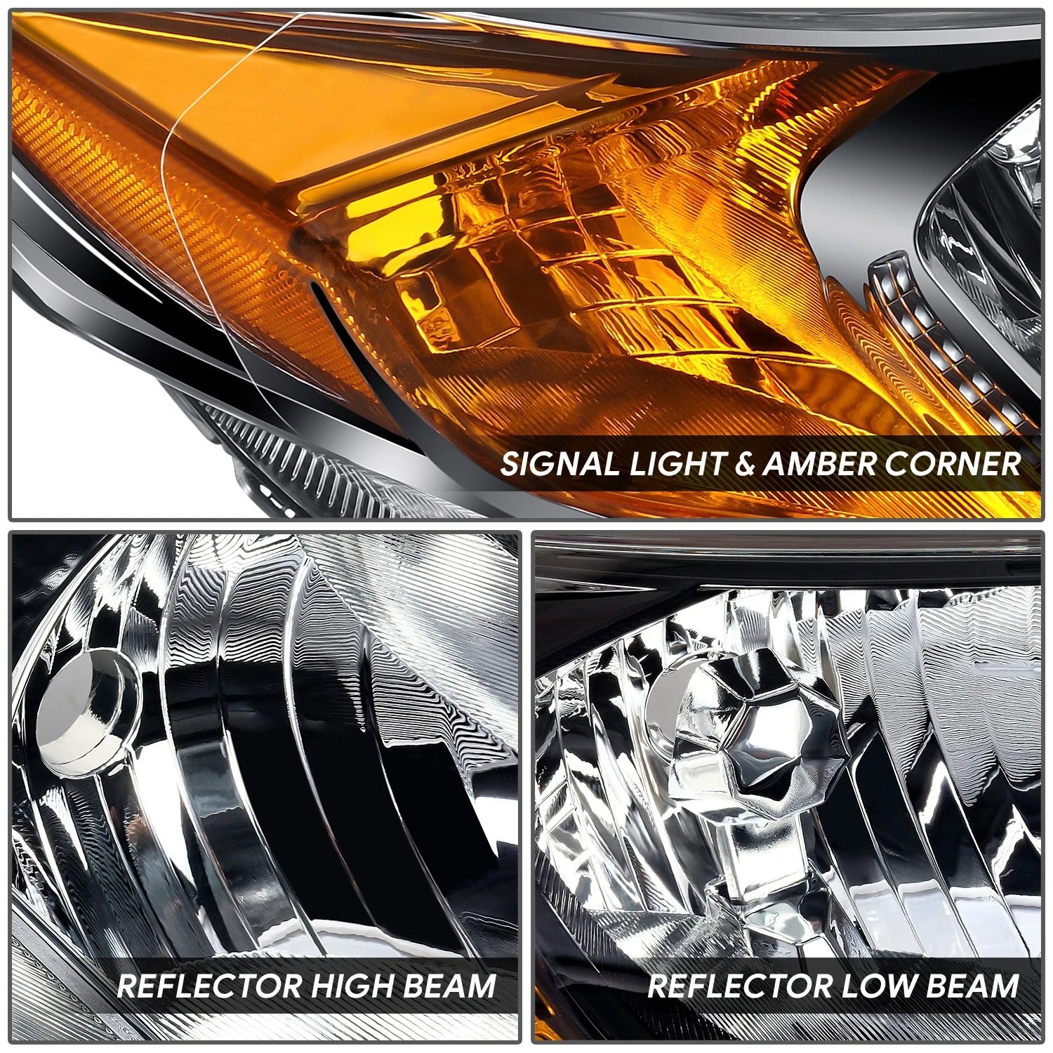 Right Passenger Side Headlight Lamp for Honda Civic Coupe (2014–2015) Chrome