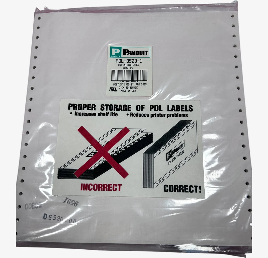 3000 Sheet Dot Matrix Label for Panduit PDL-3523-1 (Vinyl, 1.5'' x 2.25'')