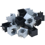 10PCS RJ45 8P8C Female Network Socket for PCB Mounting Grey Black