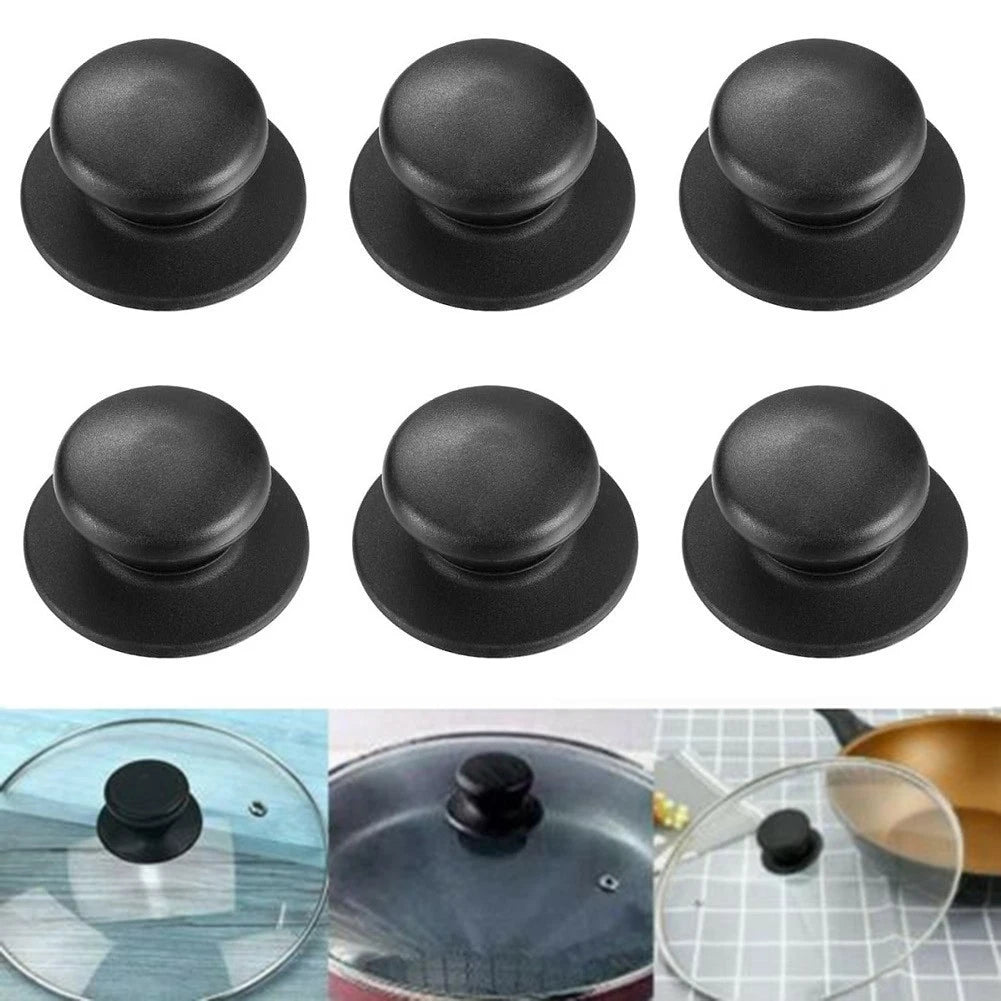 6pcs Black ABS Lid Handles for Pot Pan Kettle Frying Pan (Replacement)