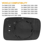 Heated Mirror Glass with Backing Plate Left Side LH for BMW 325Ci 760Li (2001–2006)