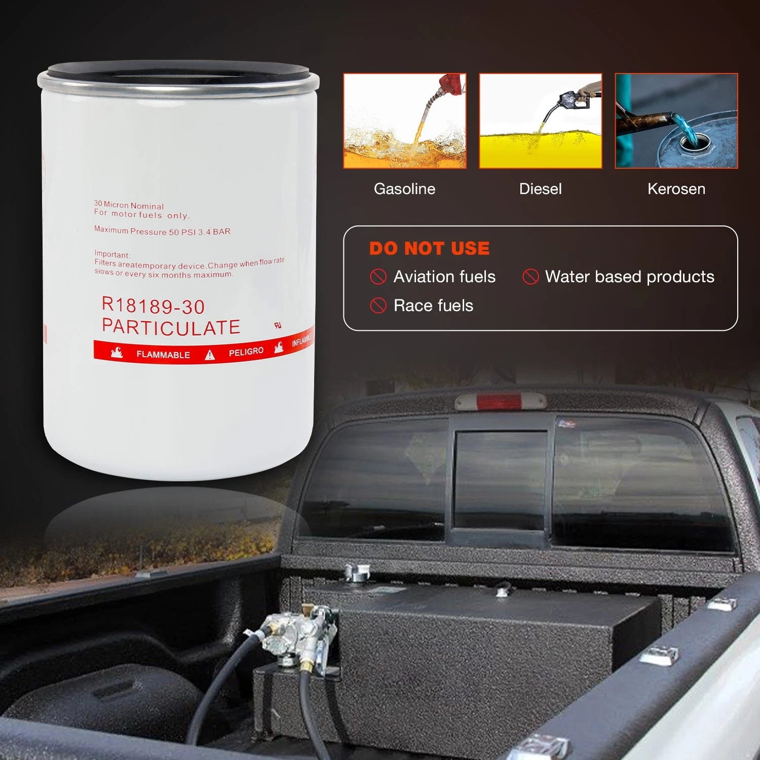 Fuel Transfer Tank Pump Filter for Various Models (1-1/2"-16)