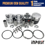 Set of 4 N844 STD Pistons + Rings for Shibaura N844
