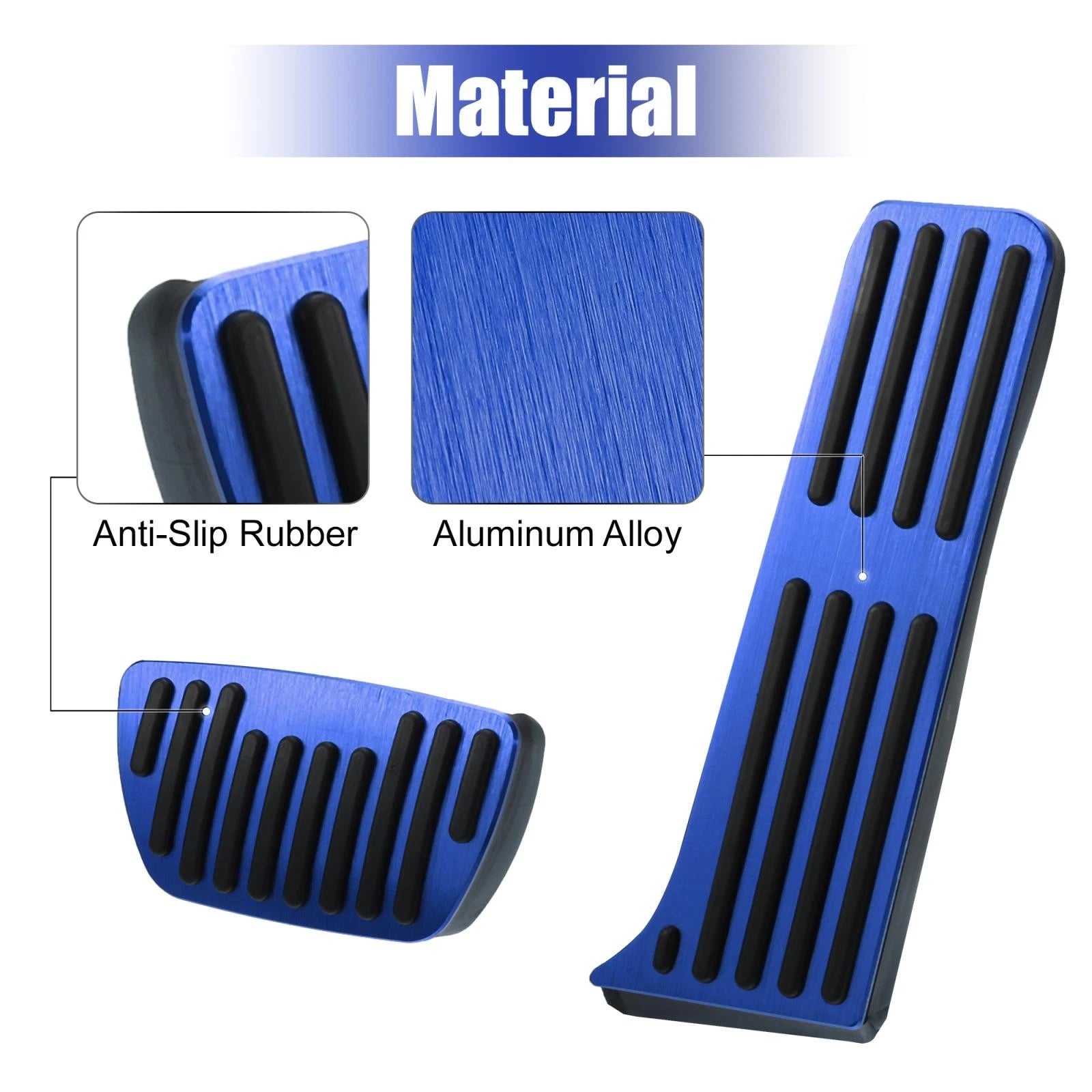3pcs Non-Slip Blue Brake Gas Accelerator Pedal for Toyota Camry (2018–2022)