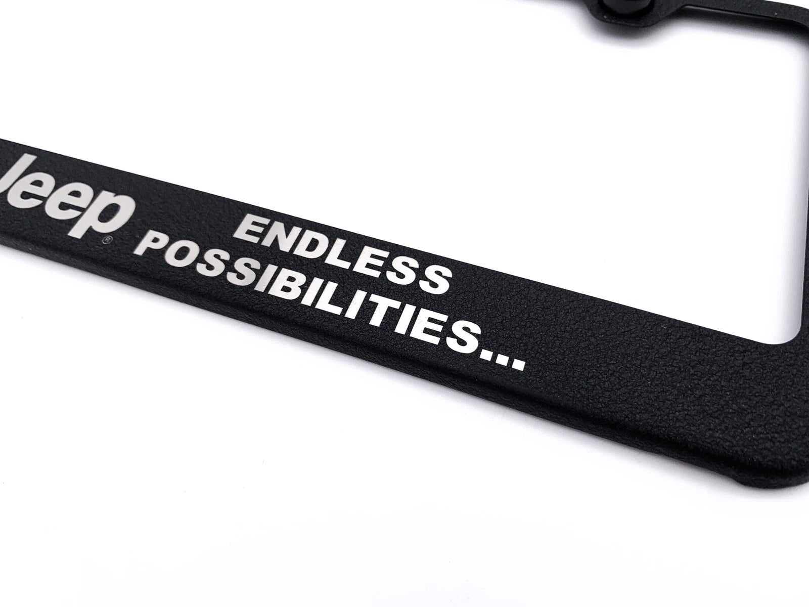 License Plate Frame Black OEM Replacement with Jeep Script Logo for Jeep Wrangler (2007–2026)