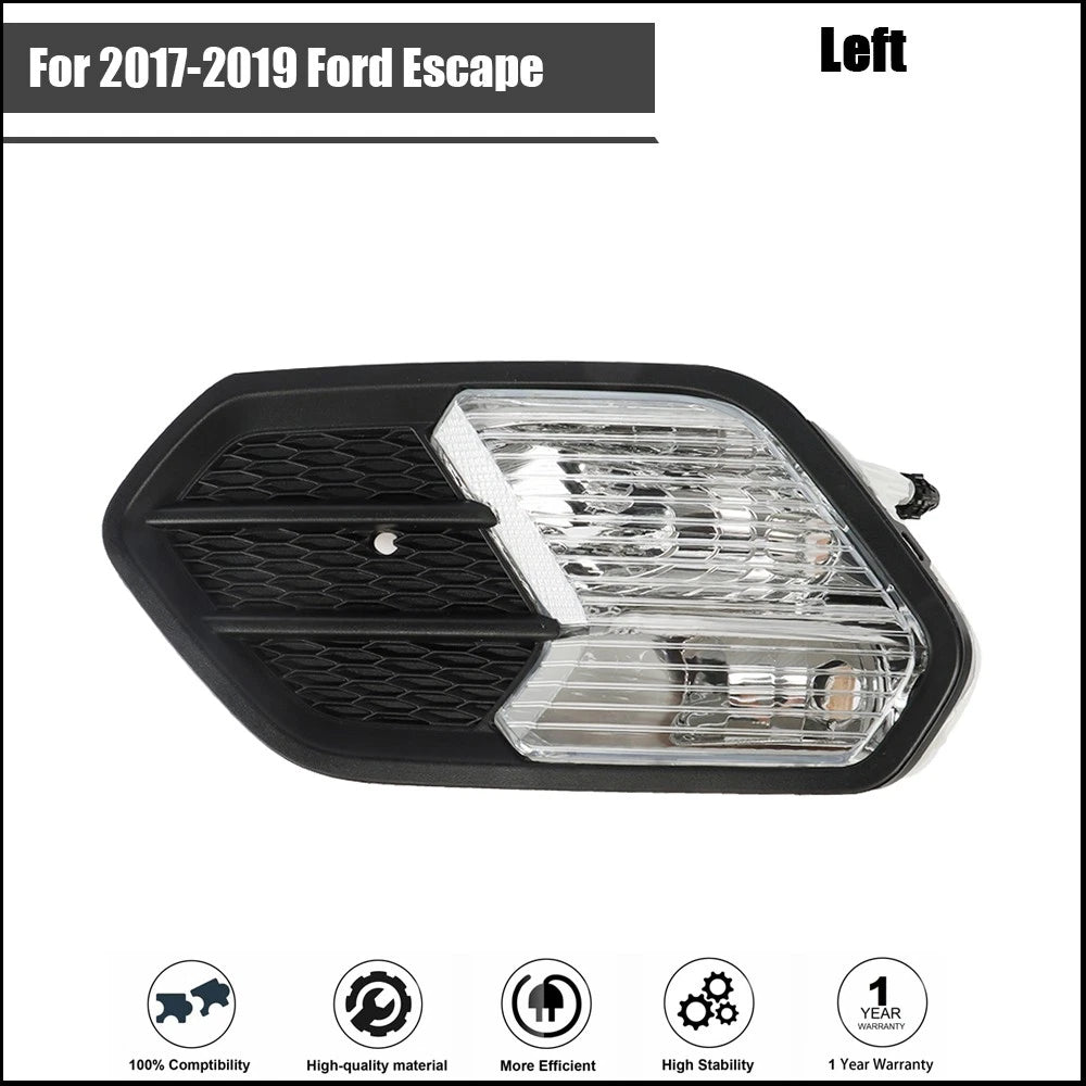 Fog Light for Ford Escape (2017â2019) - Black Cover, Driver Side