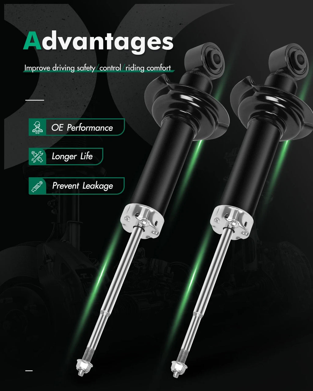 Set of 2 Rear Shocks Struts for Honda Element (2003–2011)