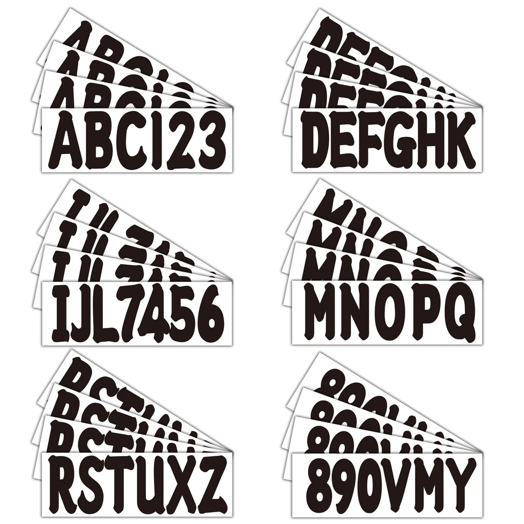 Set of 4 Boat Registration Decals A-Z & 0-9 Black