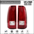 Set of 2 LED Tail Lights for Chevrolet Silverado (2003–2006) Chrome Red Lens