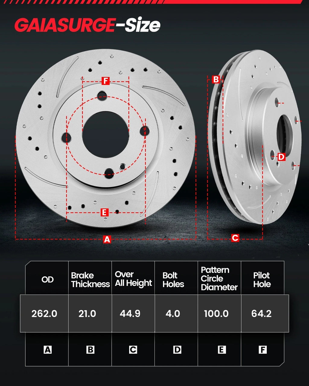 Front Drilled Slotted Brake Rotors & Ceramic Pads for Honda Civic (1996–2005)