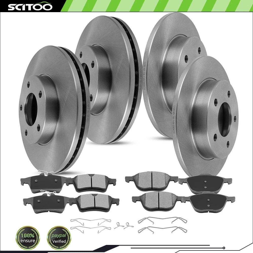 Front & Rear Solid Rotors Ceramic Brake Pads Kit for Mazda 3 (2005–2013)