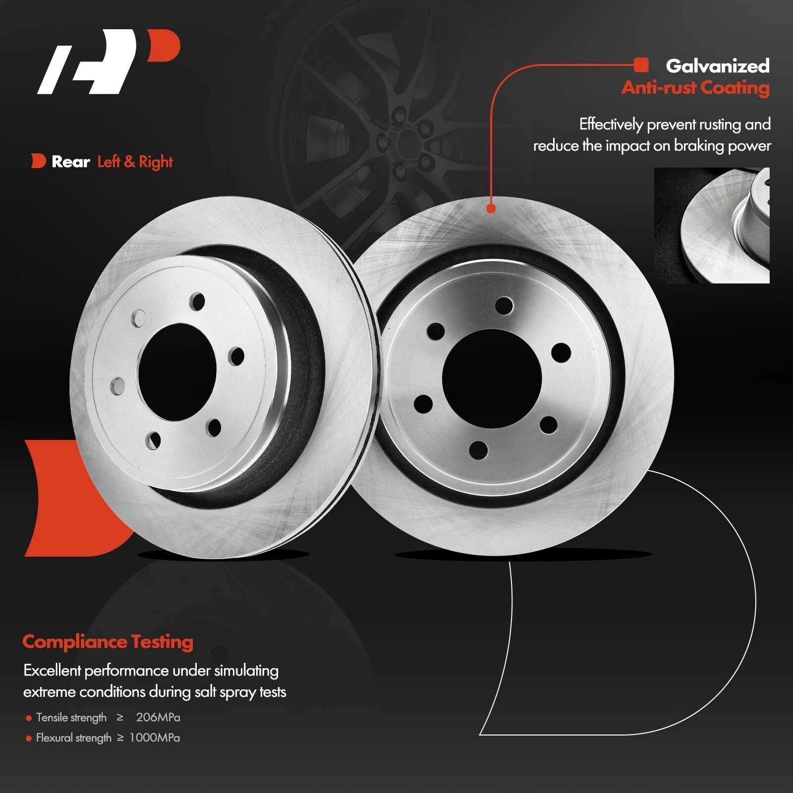 Rear Disc Brake Rotor & Pads + Brake Caliper for Ford F-150 (2012–2016)