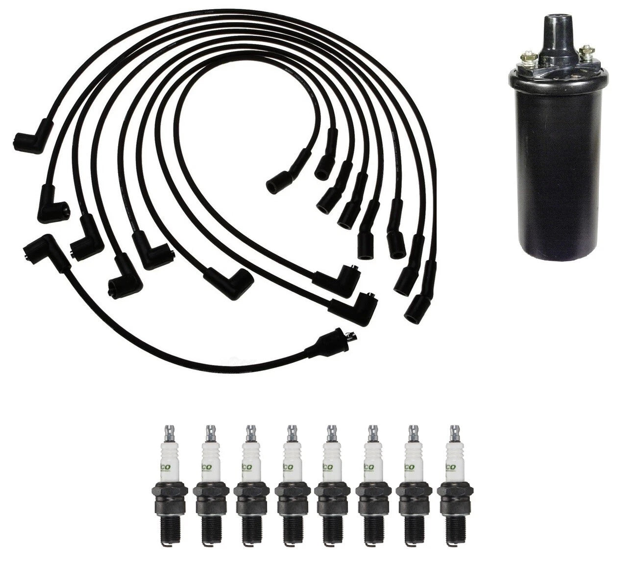 Ignition Wires & Spark Plugs Kit for Chevy Biscayne Bel Air (1965–1972)
