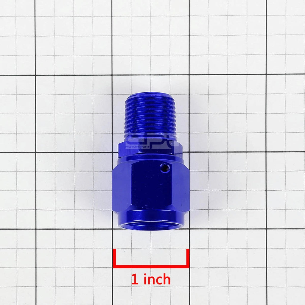 8-AN Female Flare to 3/8" NPT Male Blue Aluminum B-Nut Swivel Coupler Fitting