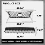 Front Bumper Upper & Lower Grille for Lexus RX350 (2013–2015) F-Sport Style