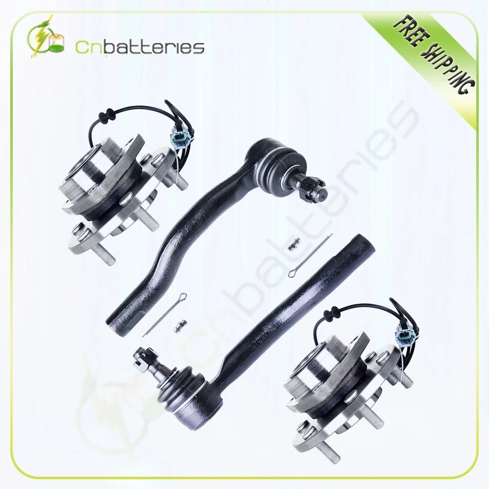 Set of 4 Front Wheel Bearing Hubs w/ABS & Outer Tie Rod Kit for Nissan Armada (2005–2007)
