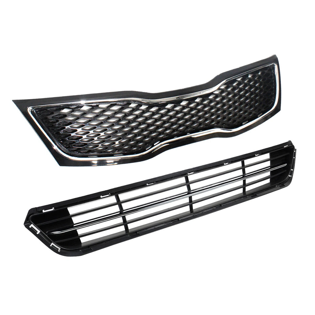 Front Bumper Upper & Lower Radiator Grille Chrome for Kia Optima (2014–2015)